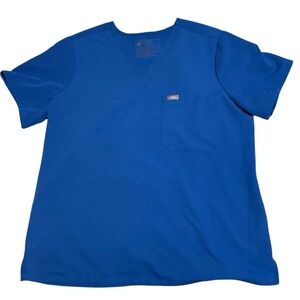 Figs royal blue one pocket scrub top